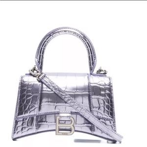Balenciaga
Hourglass XS Handbag Metallized Crocodile Embossed